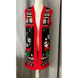Holiday Time Santa Ugly Christmas Sweater Vest Women’s Medium 8-10